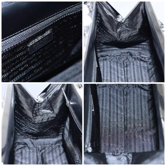 PRADA Hand Bag Leather Black Auth - Picture 13 of 15